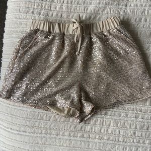 Sequin shorts athletic style sz Medium champagne